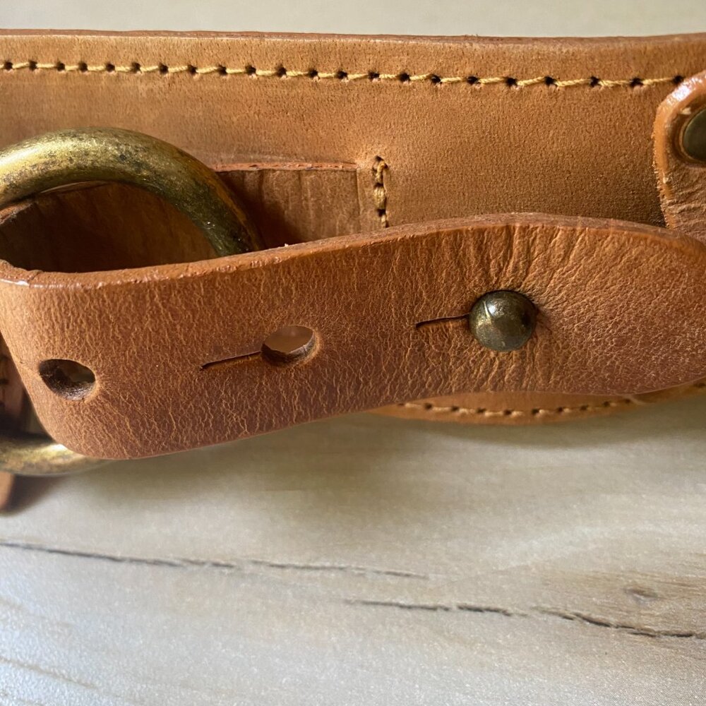 FRYE AND CO. Tan Leather Belt with Gold Buckle - Picture 8 of 11